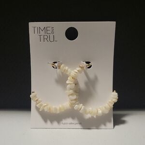 Time and Tru Ivory Beaded Hoop Earrings